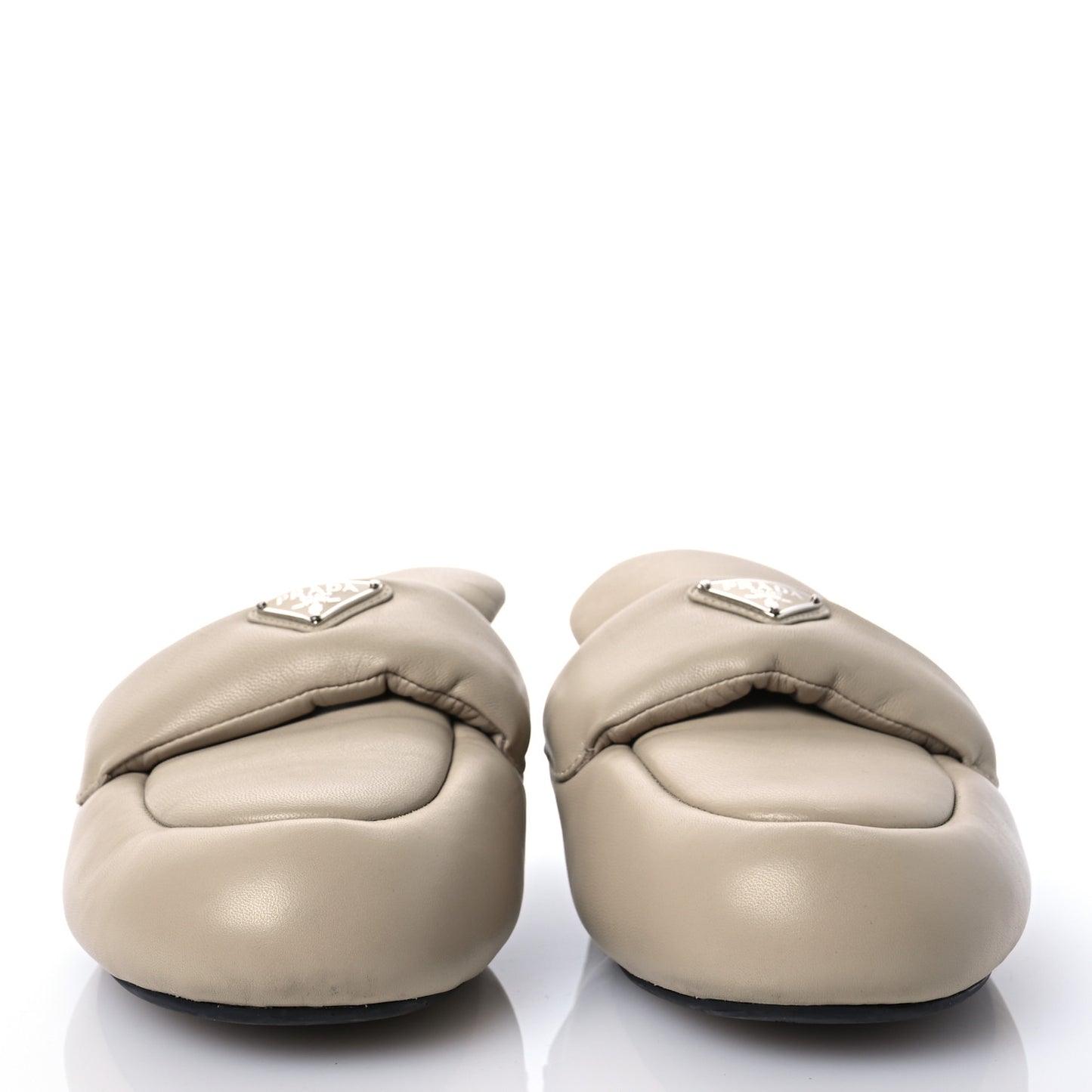 Nappa Soft Padded Metal Triangle Mules 39 Beige