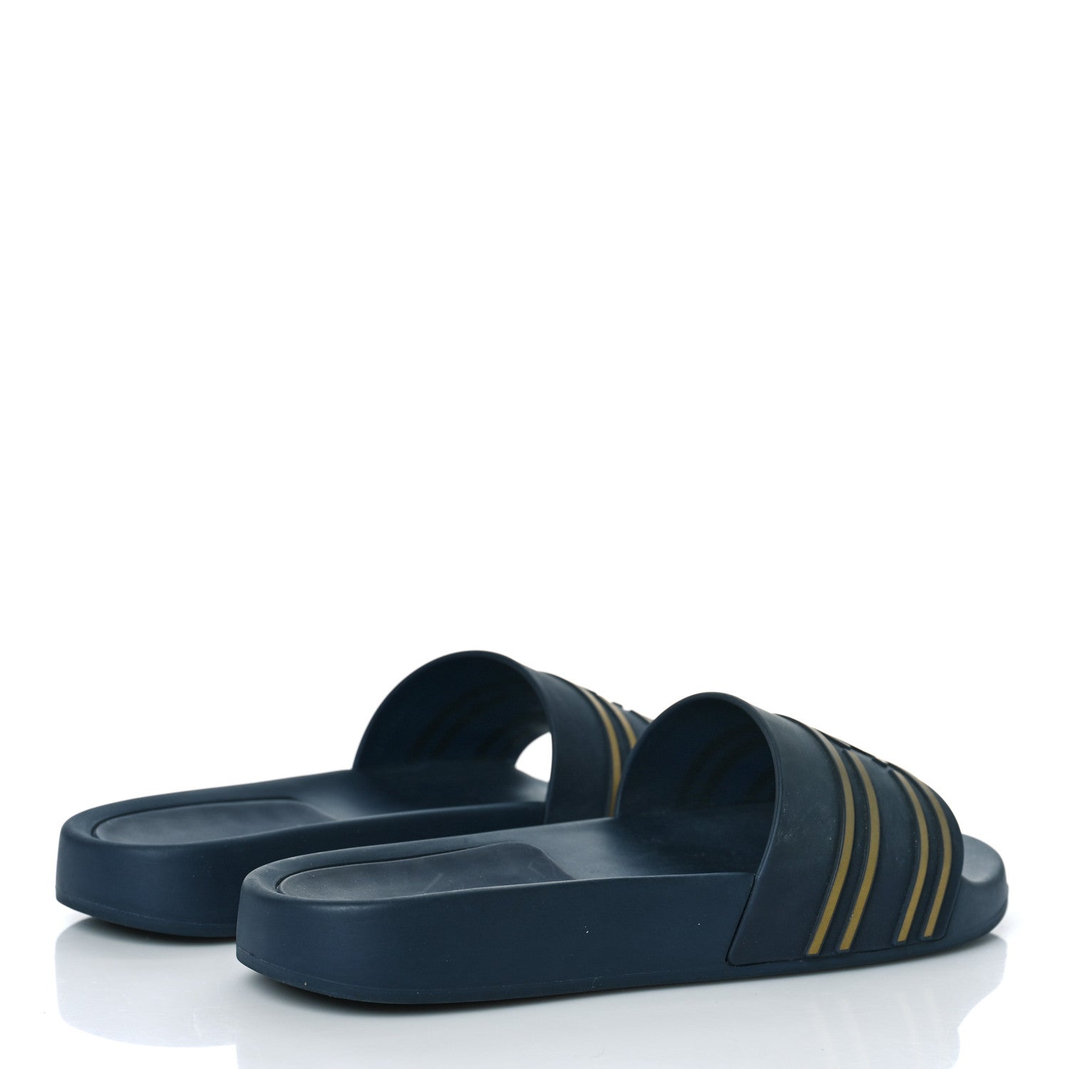 Chanel Rubber CC Flat Slide Sandals 36 Navy Gold 3 of 9