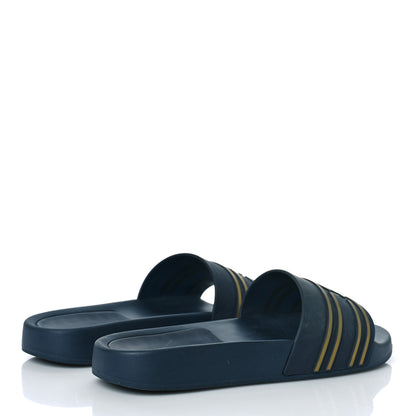 Chanel Rubber CC Flat Slide Sandals 36 Navy Gold 3 of 9