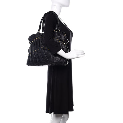 Valentino Garavani Lambskin Pleated Studded Maizeon Tote Black 2 of 11