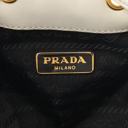 Prada Soft Calfskin Saffiano Mini Bucket Crossbody Bag White 6 of 11