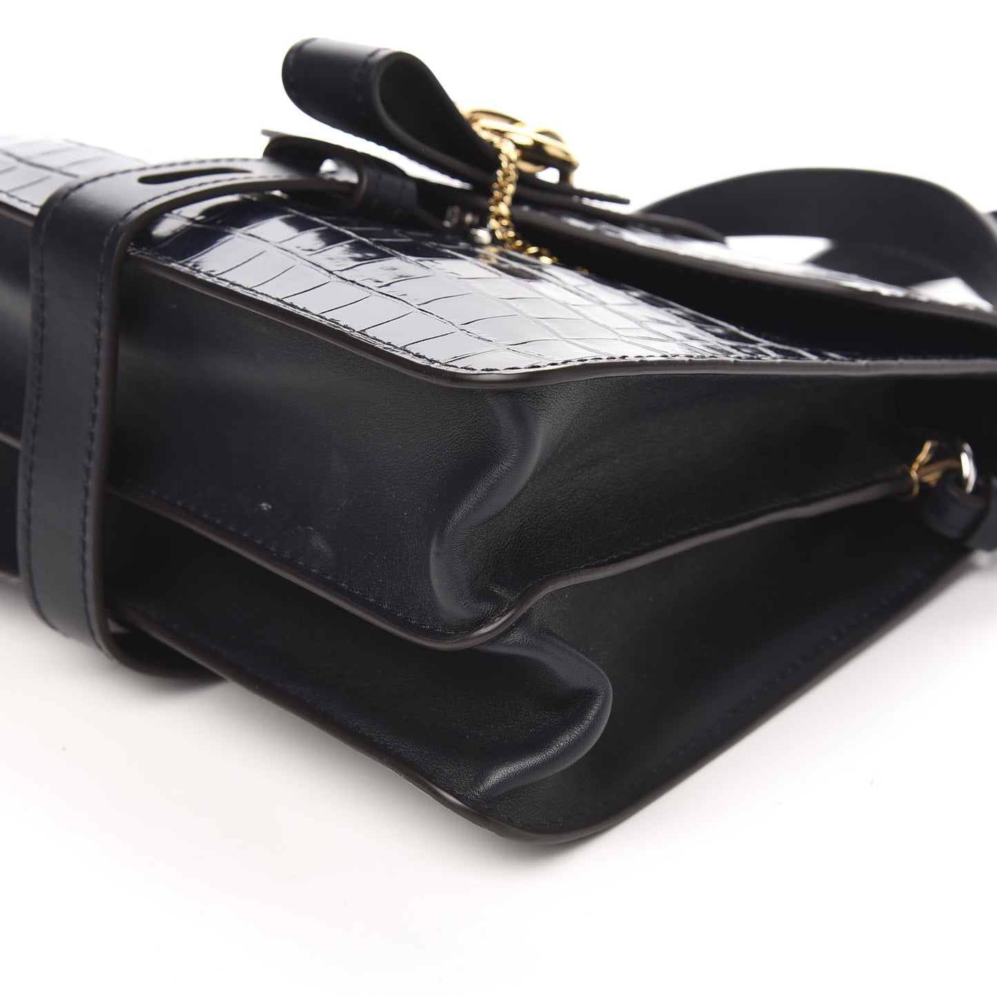 Calfskin Crocodile Embossed Medium Aby Day Shoulder Bag Full Blue