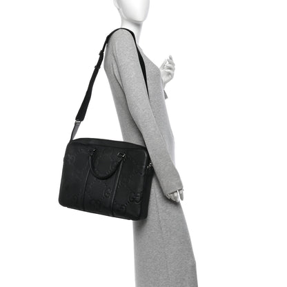 Gucci Piuma Calfskin Jumbo GG Embossed Briefcase Black 2 of 9