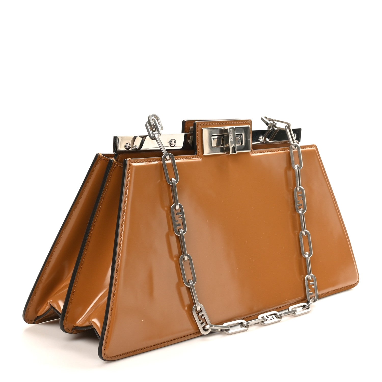 Fendi Patent Peekaboo Cut Caramello 1813590 – FASHIONPHILE