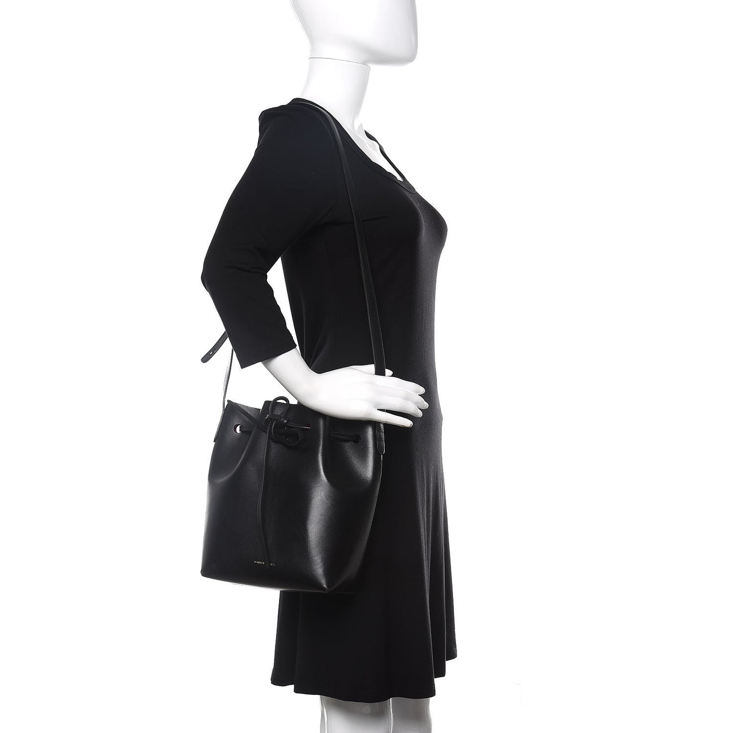 Calfskin Mini Bucket Bag Black Flamma