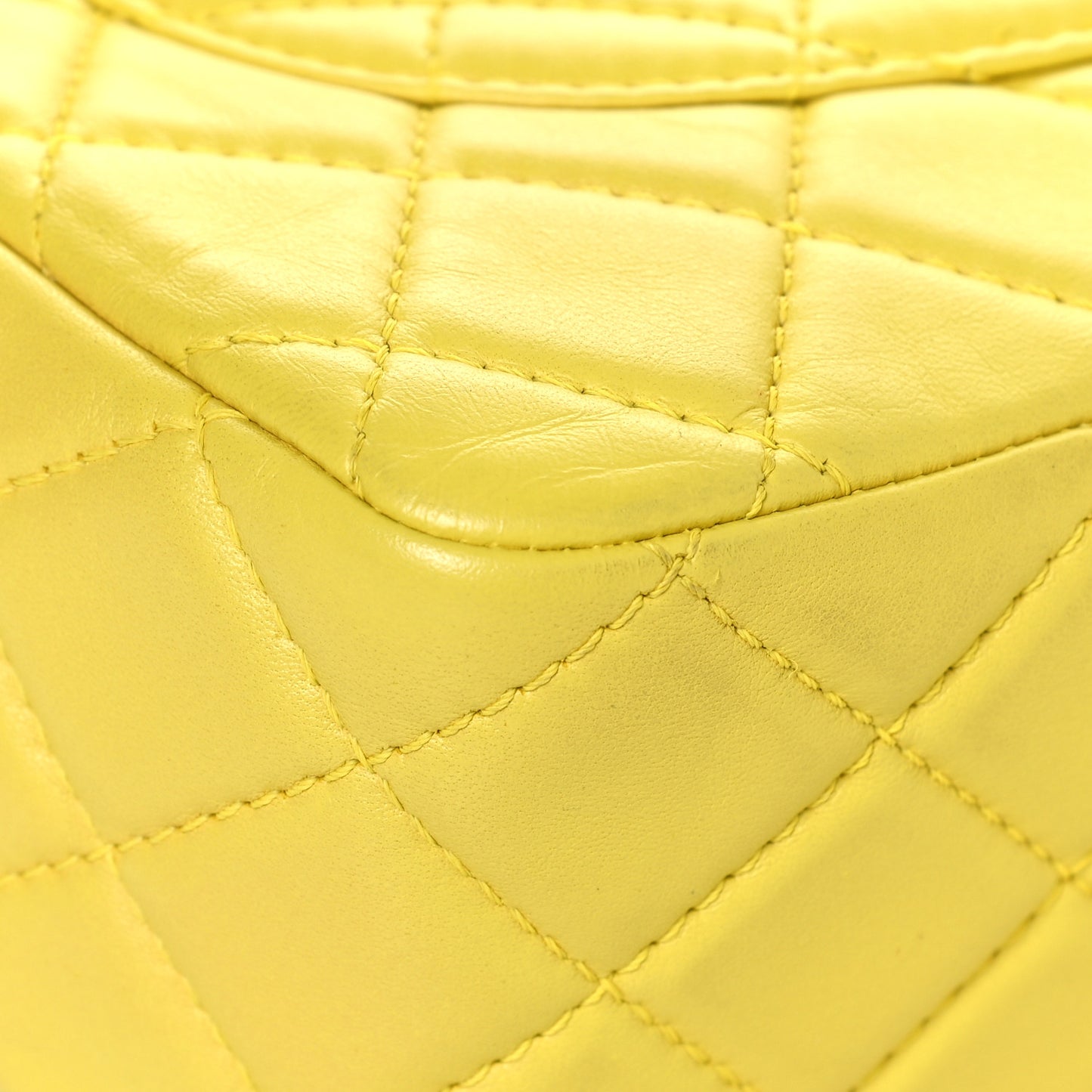 Lambskin Quilted Jumbo Single Flap Yellow