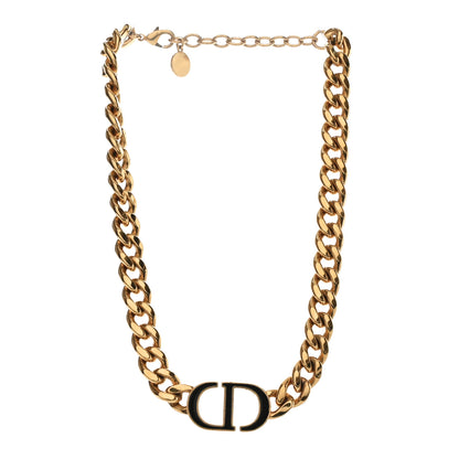 Christian Dior Metal CD Choker Necklace Gold Black 3 of 5