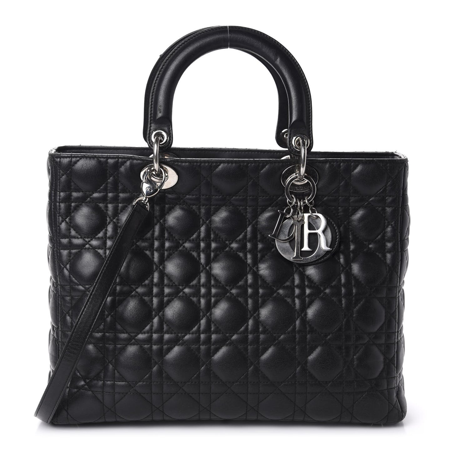 Lambskin Cannage Large Lady Dior Black