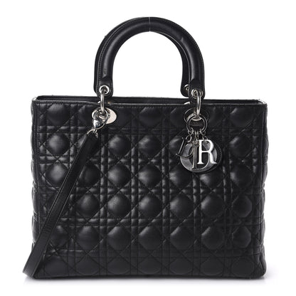 Christian Dior Lambskin Cannage Large Lady Dior Black 1 of 11