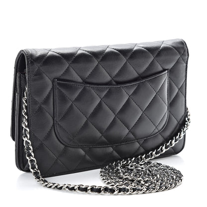 Chanel Lambskin Quilted Wallet On Chain WOC Black 3 of 15