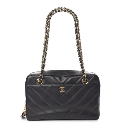 Chanel Lambskin Chevron Quilted Camera Case Black 1 of 15