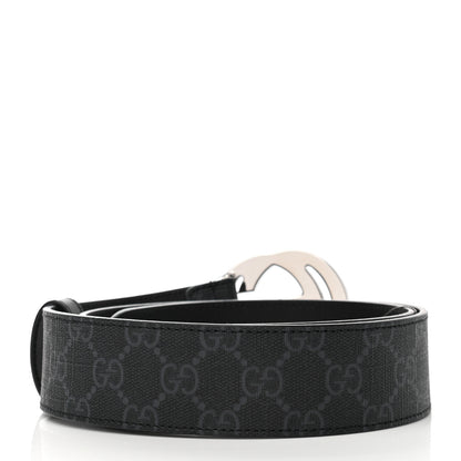 Gucci GG Supreme Monogram Selleria Calfskin Interlocking G 40mm Belt 80 32 Black Grey 2 of 6