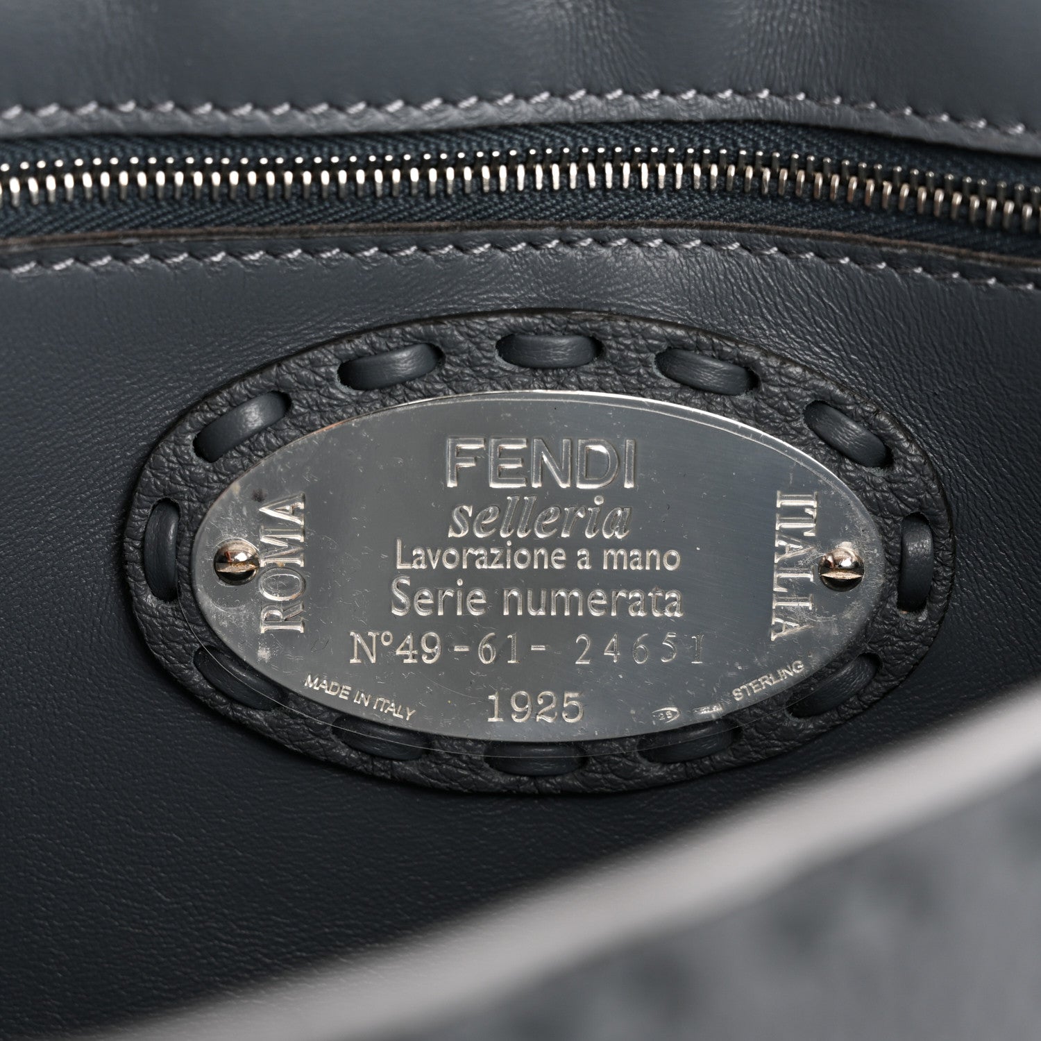 Fendi Cuoio Roma Sellerissima Nappa Sintetica Tape Stitch Mini Baguette Tempesta 6 of 13