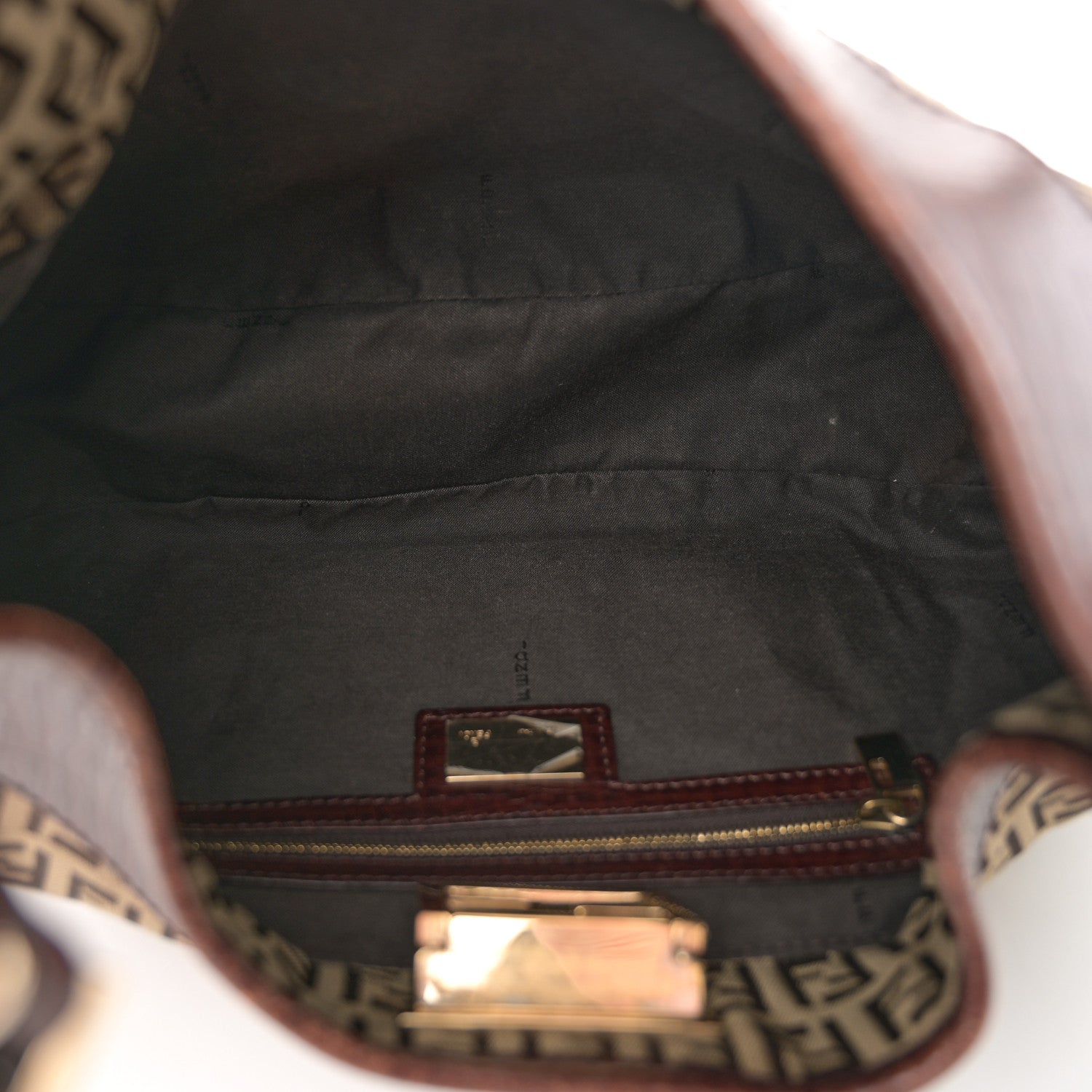 Fendi Zucchino Vitello Clip Hobo Mogano Panna Bruciato 5 of 12