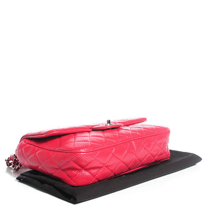 Chanel Perforated Lambskin Jumbo Punch Flap Dark Pink 4 of 8