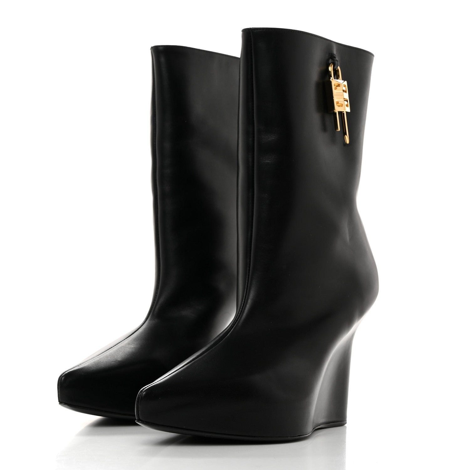 Givenchy Calfskin G Lock 80mm Wedge Low Boots 36.5 Black 3 of 8