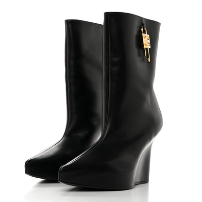 Givenchy Calfskin G Lock 80mm Wedge Low Boots 36.5 Black 3 of 8