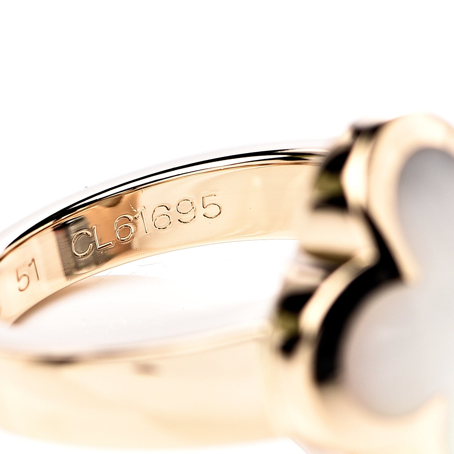 Van Cleef & Arpels 18K Yellow Gold Mother of Pearl Pure Alhambra Ring 51 5.75 6 of 8