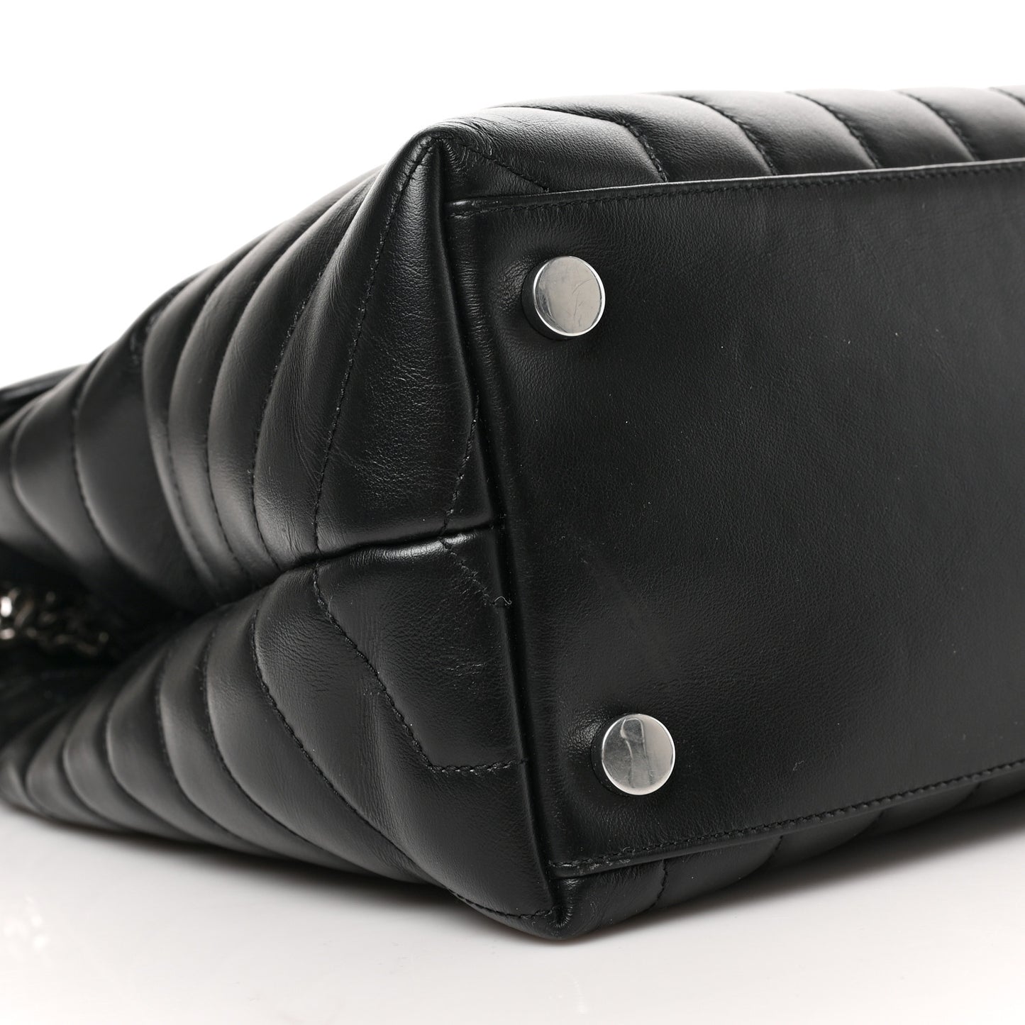 Calfskin Y Quilted Monogram Large Loulou Chain Satchel Black