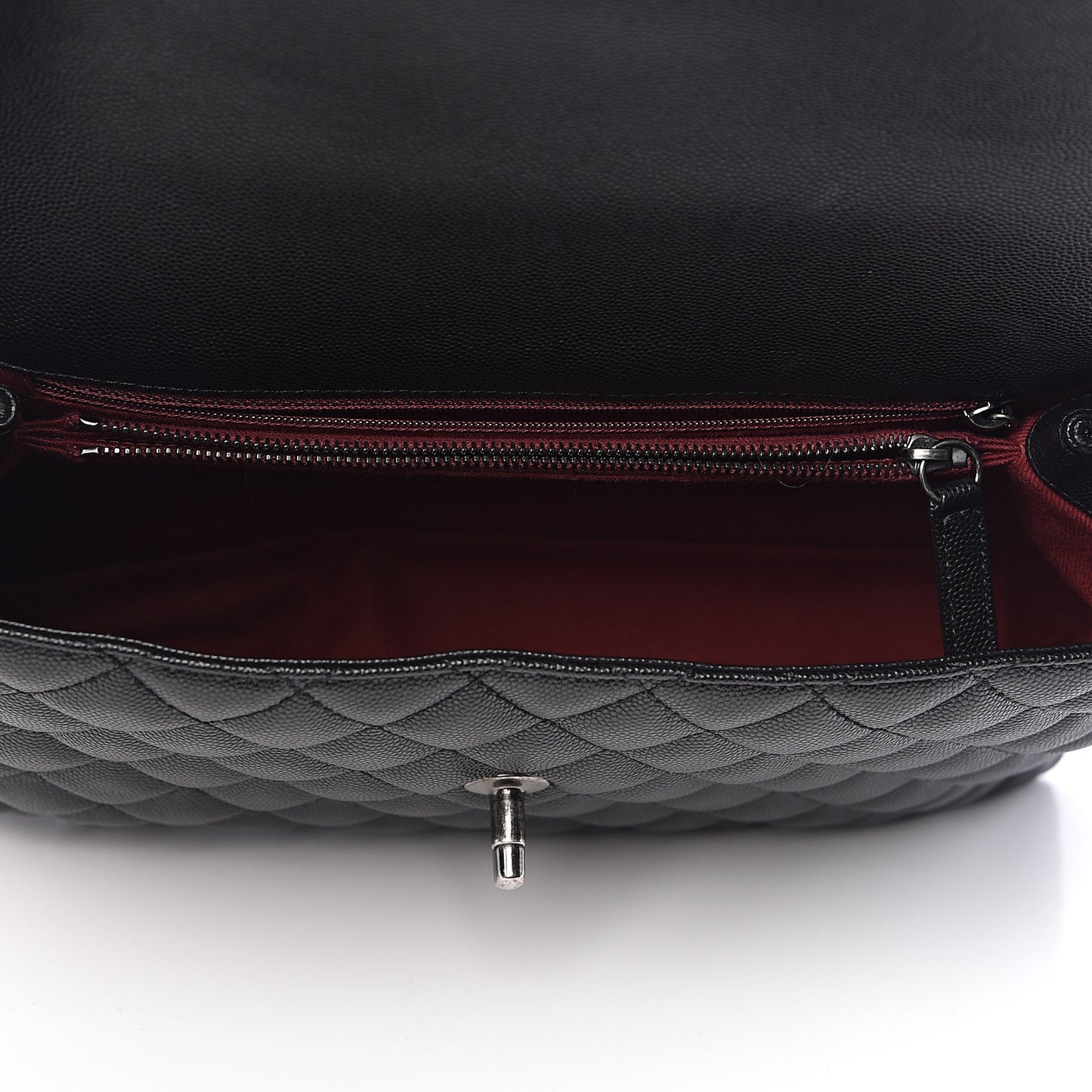 Caviar Quilted Medium Coco Handle Flap Black