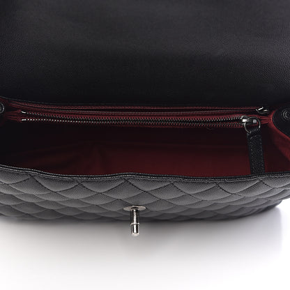 Chanel Caviar Quilted Medium Coco Handle Flap Black 7 of 10
