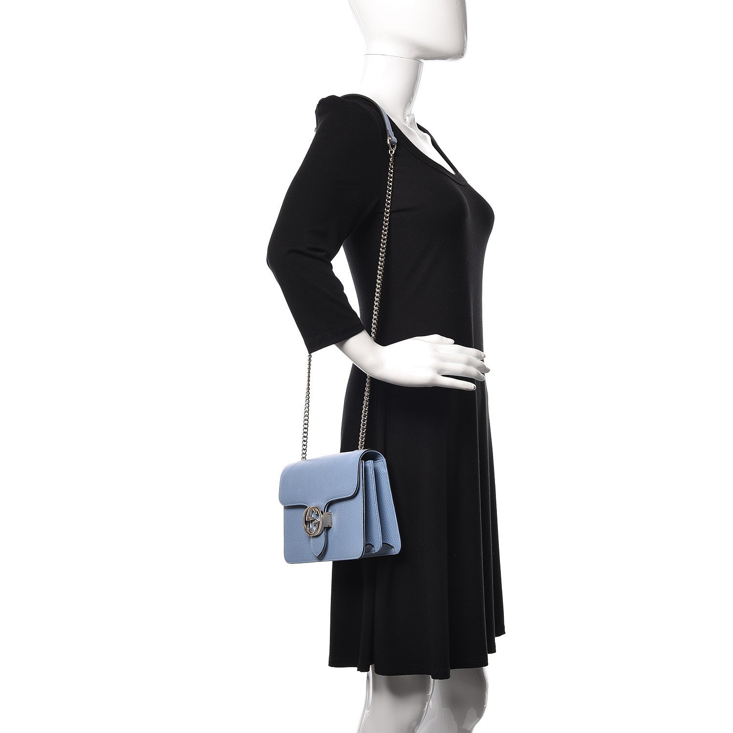 Gucci Dollar Calfskin Small Interlocking G Shoulder Bag Mineral Blue 2 of 12