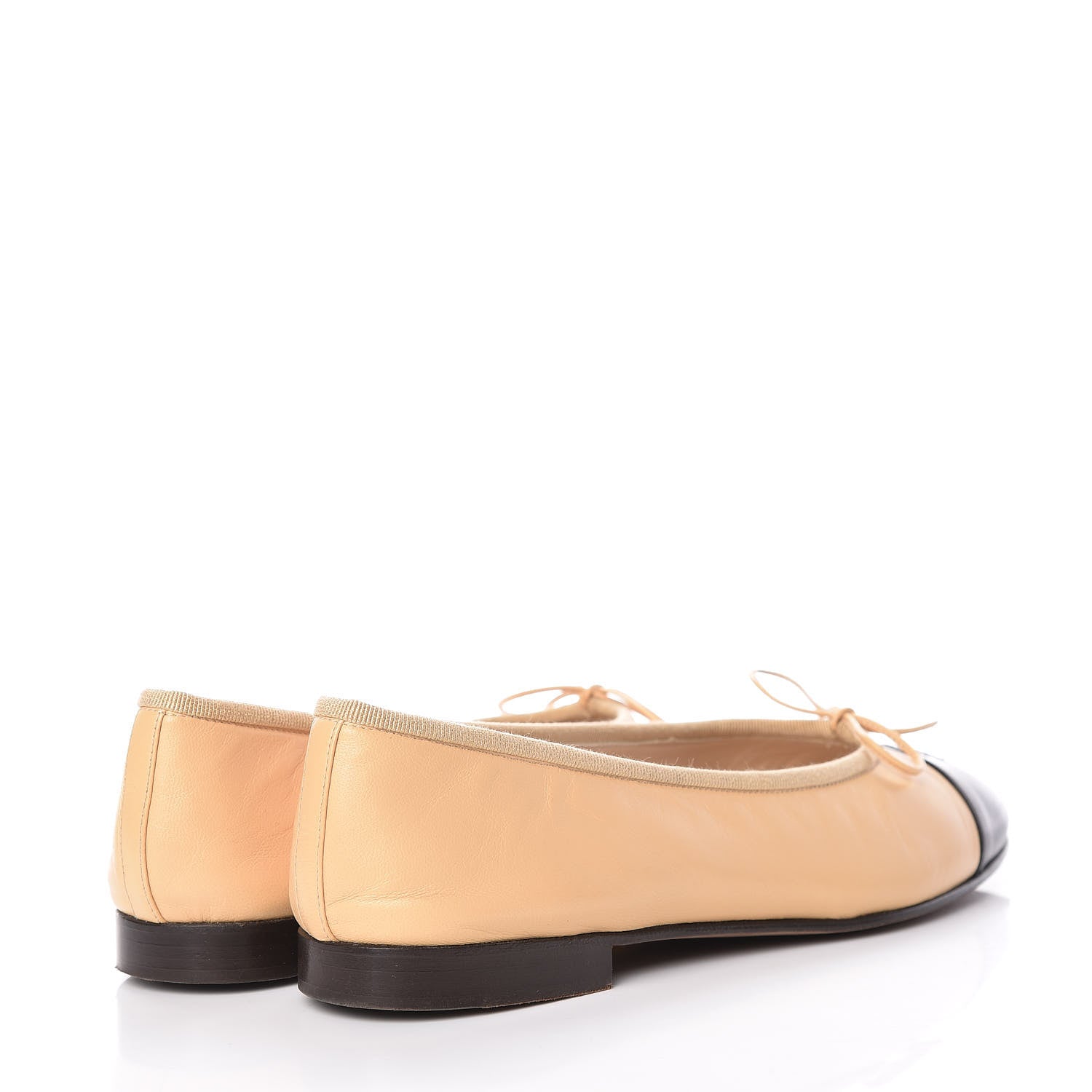Chanel Lambskin Cap Toe CC Ballerina Flats 39 Beige Black 4 of 16