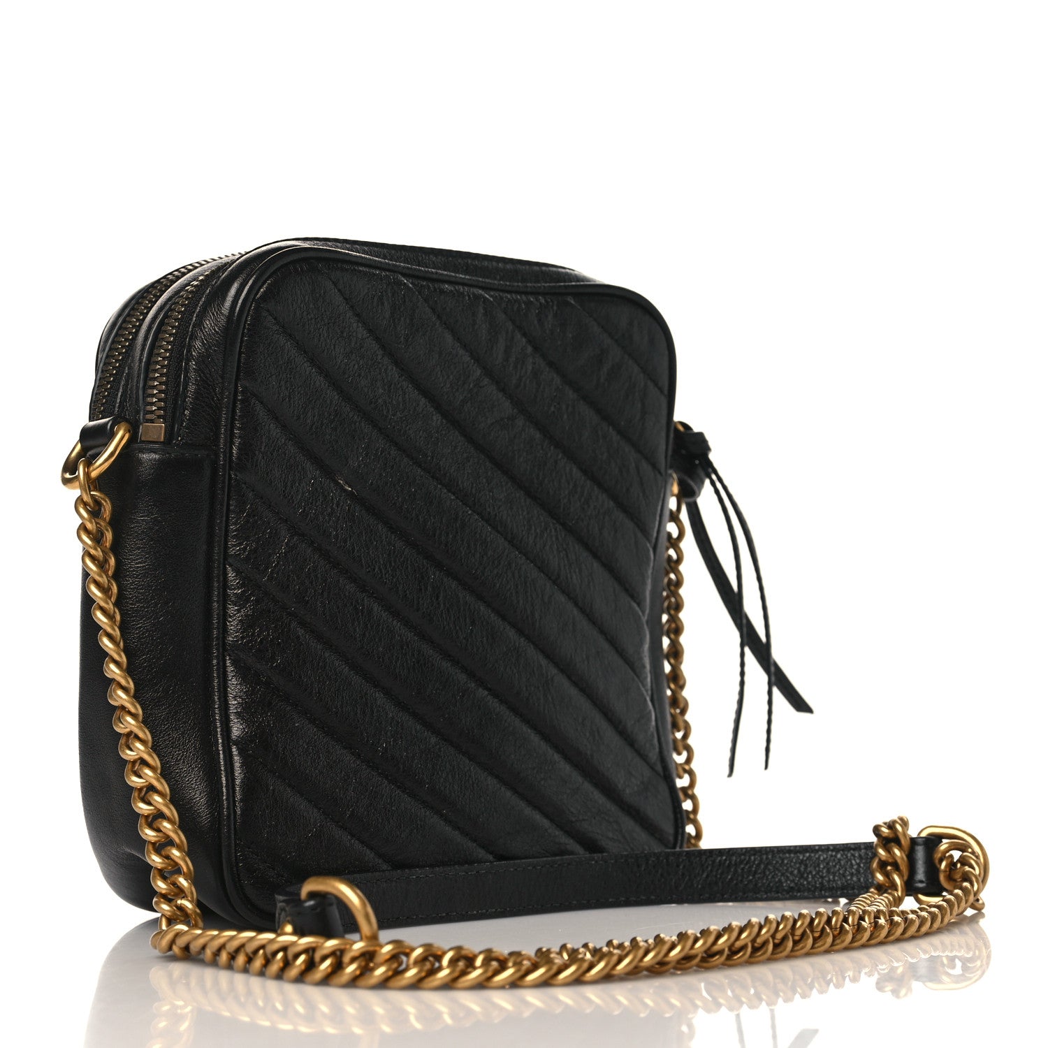 Gucci Azalea Calfskin Matelasse Diagonal Tall GG Marmont Crossbody Bag Black 3 of 10