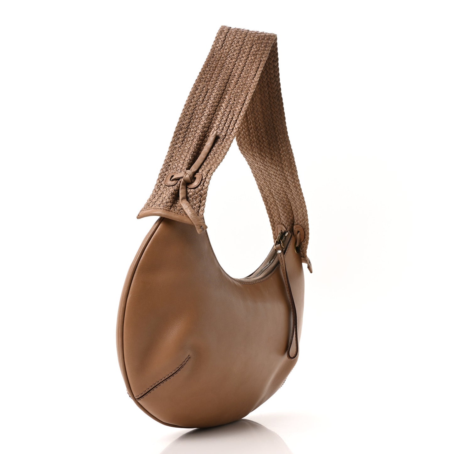 Calfskin Raffia Shoulder Bag Beige