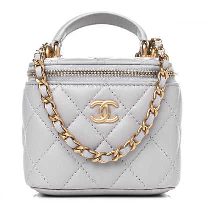 Chanel Lambskin Quilted Top Handle Mini Vanity Case With Chain Grey 1 of 5