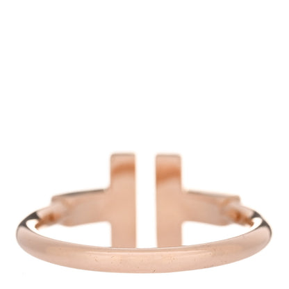 Tiffany 18K Rose Gold Diamond Mother of Pearl T Wire Ring 52 6 3 of 5