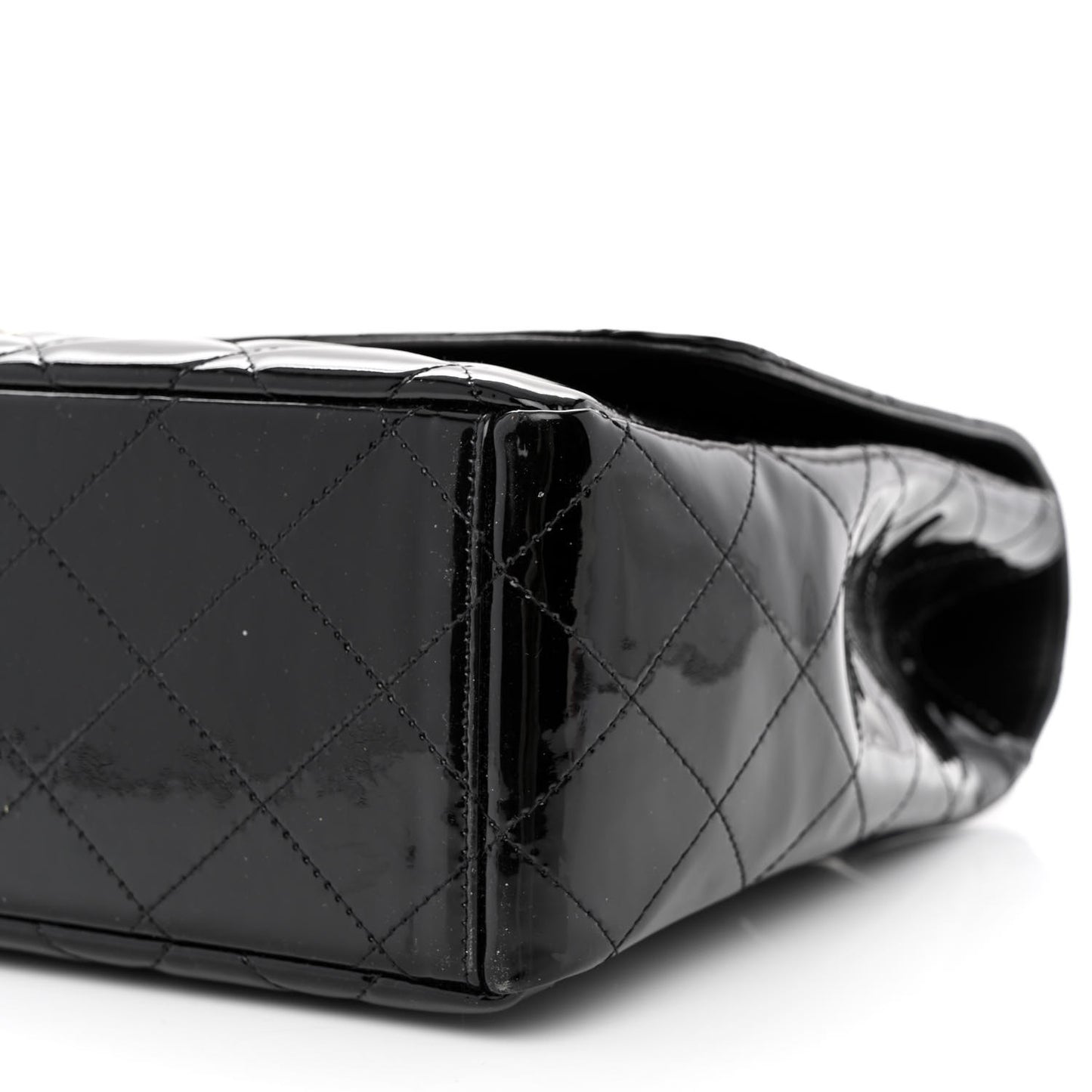 Patent Quilted Maxi Single Flap Black