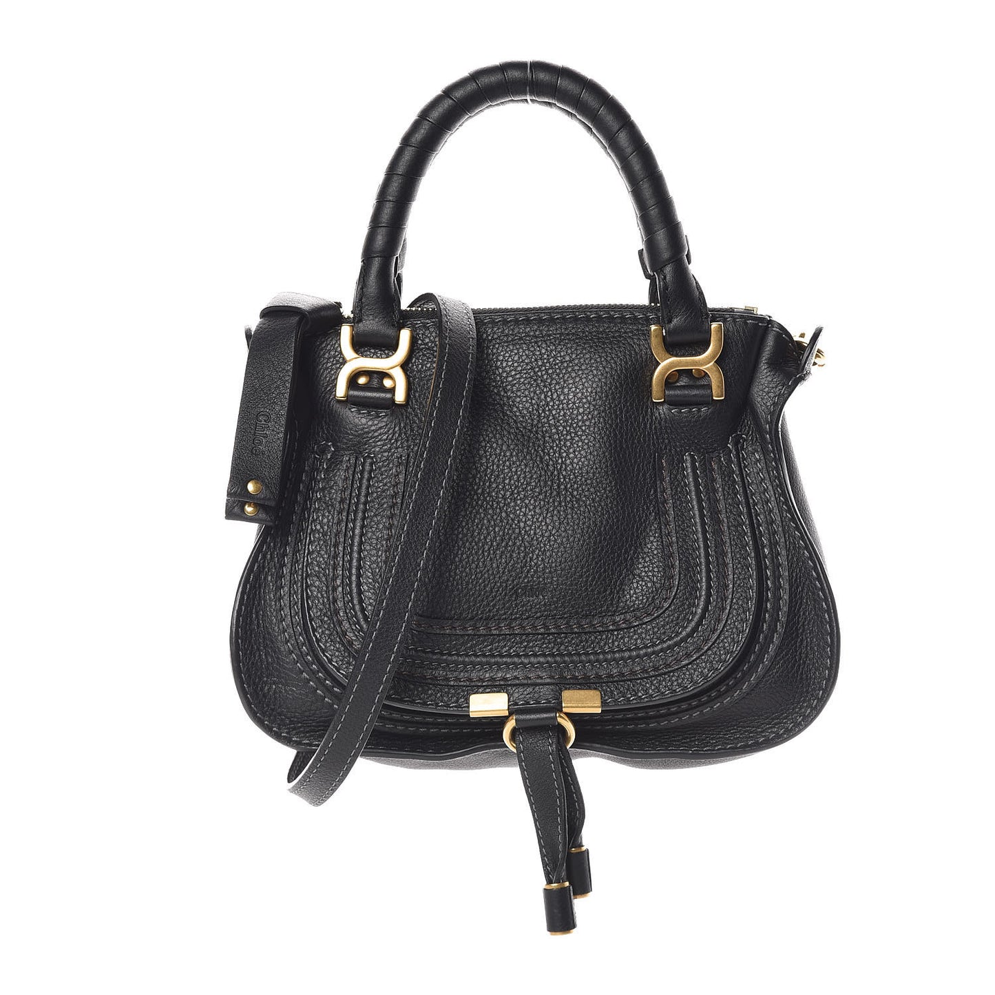 Calfskin Baby Marcie Satchel Black