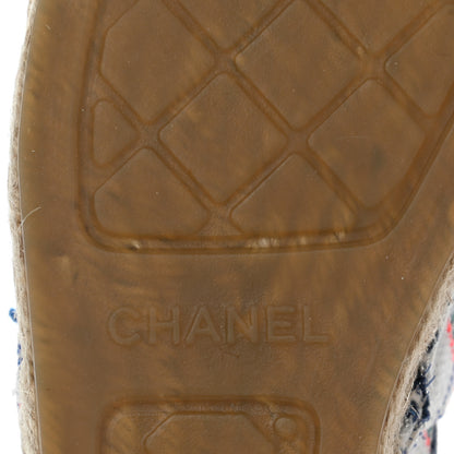 Chanel Tweed Grosgrain CC Espadrilles 40 White Blue Pink Green Black 7 of 10