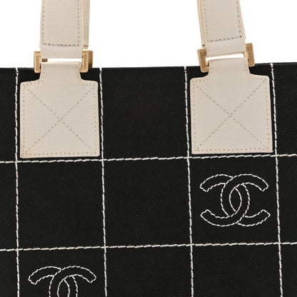 Chanel Canvas Square Stitched CC Small Tote Bag Black 8 of 10