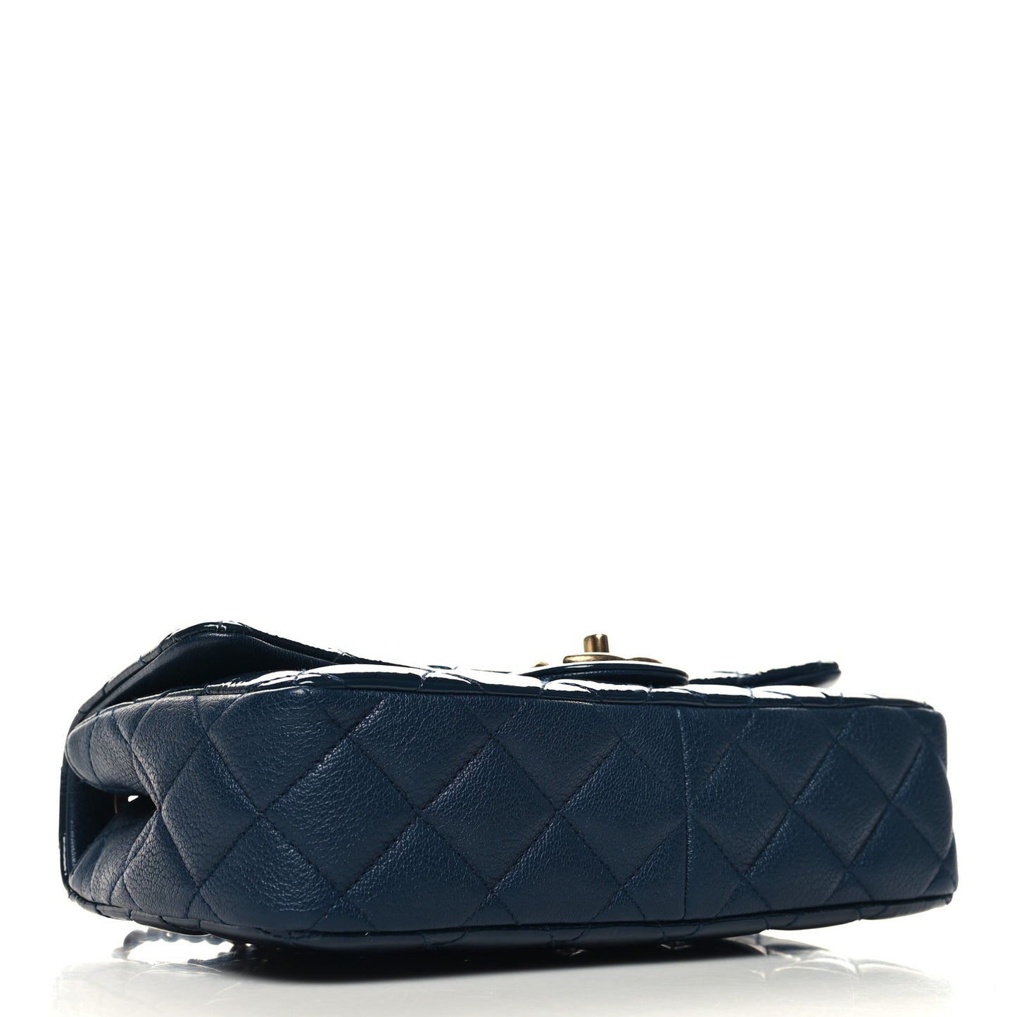 Patent Goatskin Quilted Medium CC Eyelet Flap Blue