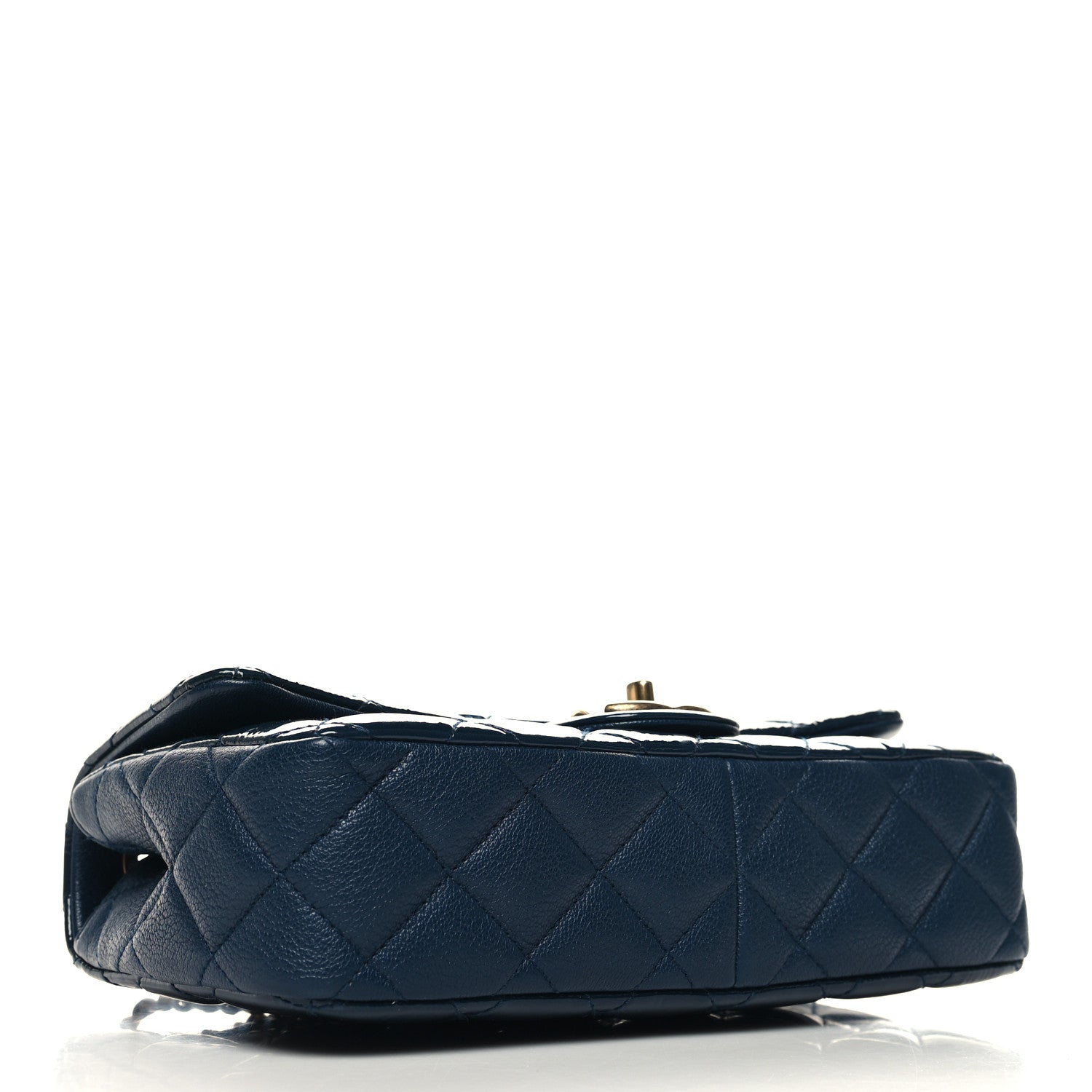 Chanel Patent Goatskin Quilted Medium CC Eyelet Flap Blue 4 of 11