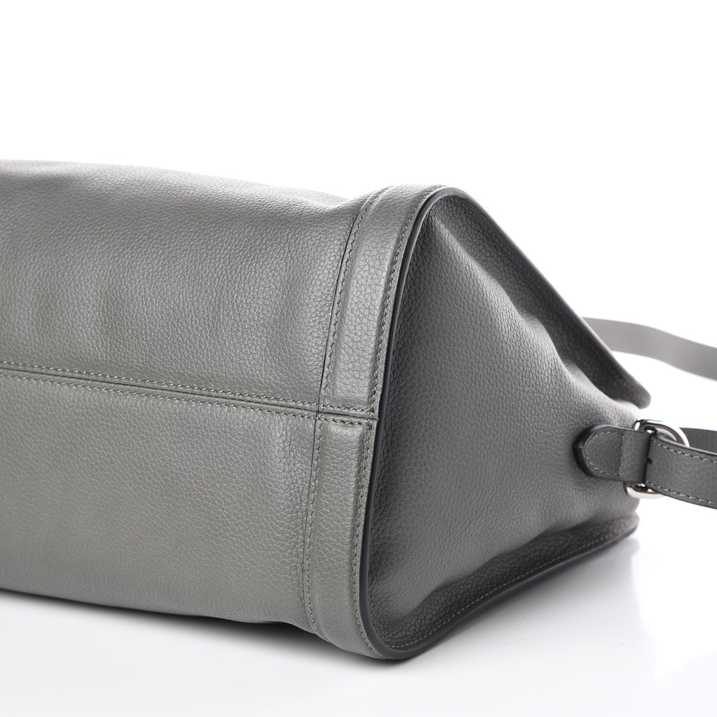 Pebbled Calfskin Small Skull Padlock Zip Around Tote Grey