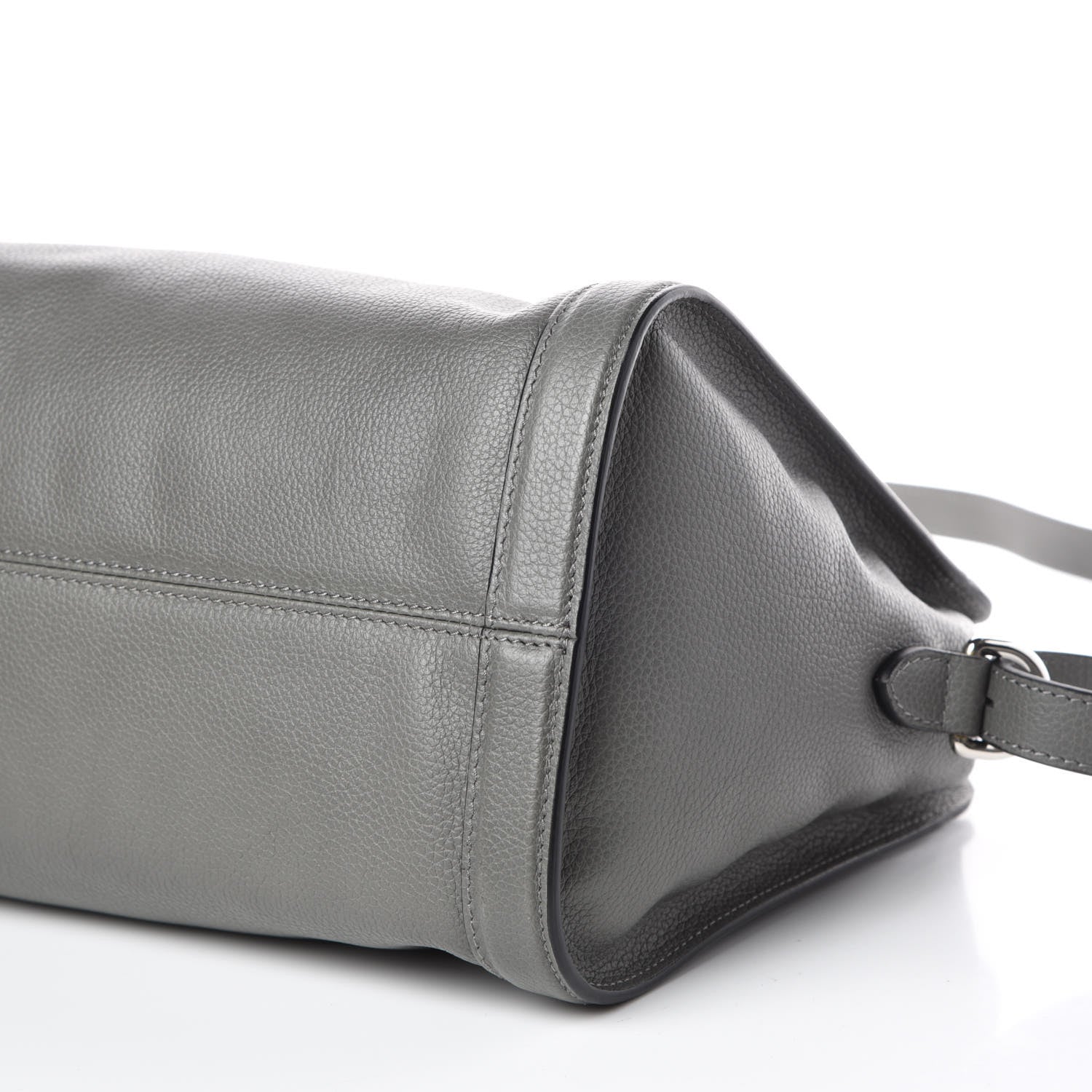 Alexander McQueen Pebbled Calfskin Small Skull Padlock Zip Around Tote Grey 6 of 9