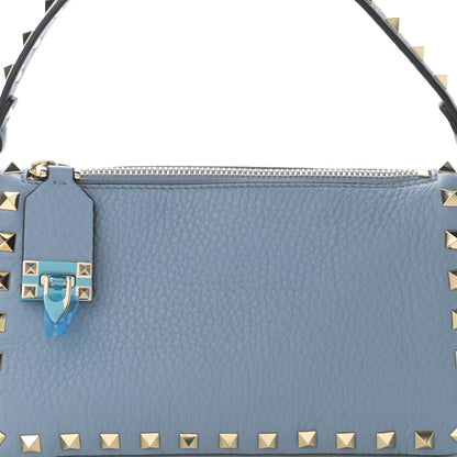 Valentino Garavani Pebbled Calfskin Small Rockstud Flip Lock Shoulder Bag Niagara 7 of 7