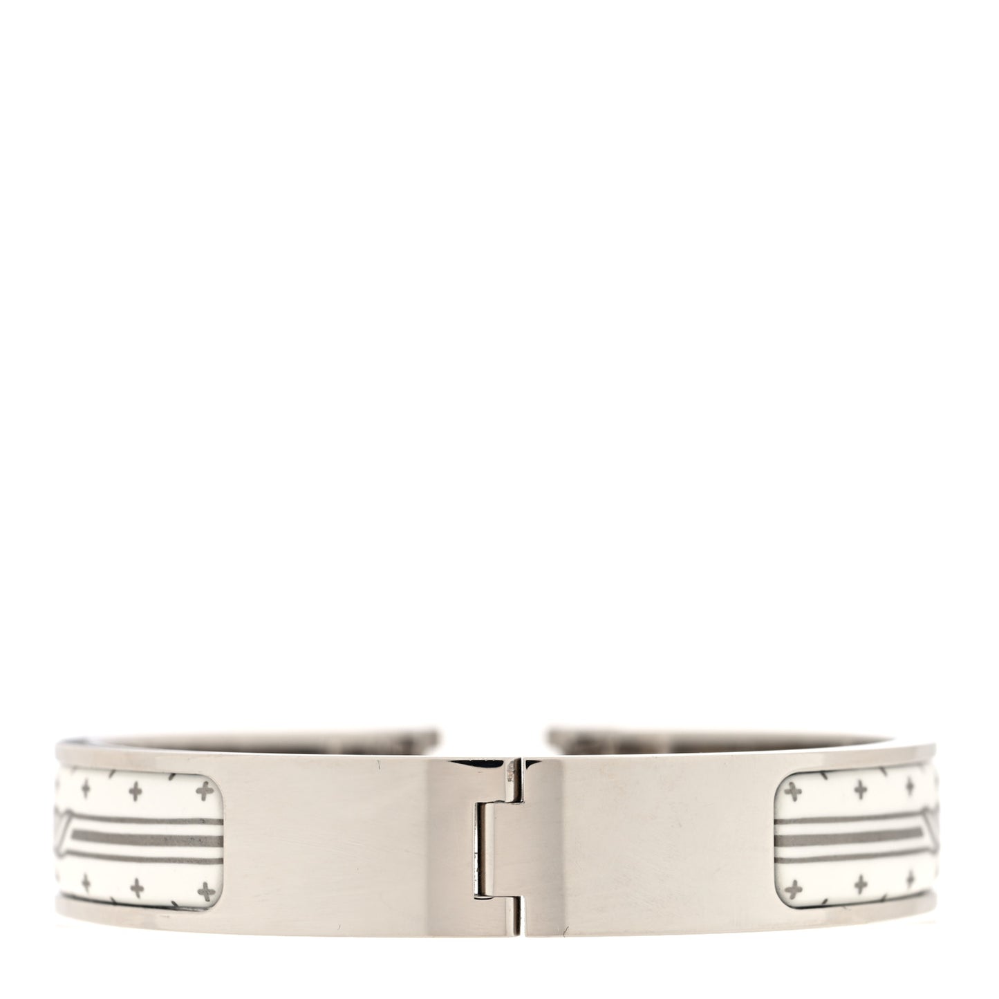 Enamel Printed Quadrige Au Fil Narrow Clic Clac H Bracelet White