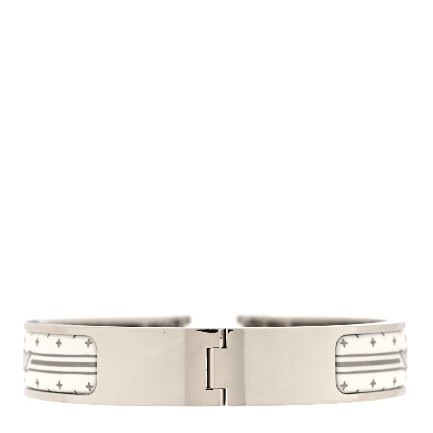 Hermes Enamel Printed Quadrige Au Fil Narrow Clic Clac H Bracelet White 3 of 5