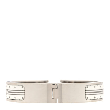 Hermes Enamel Printed Quadrige Au Fil Narrow Clic Clac H Bracelet White 3 of 5