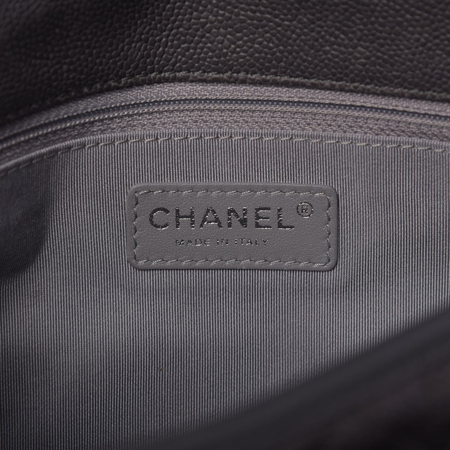 Caviar Quilted Large French Riviera Flap Dark Grey