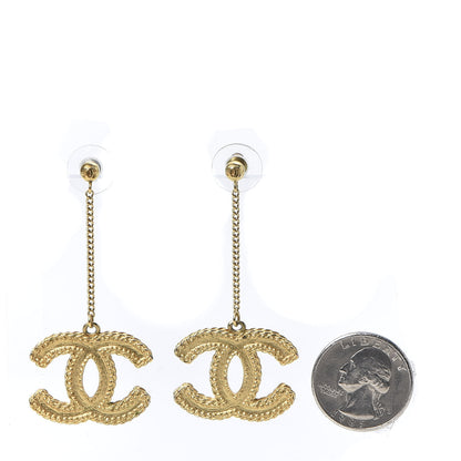 Chanel CC Drop Earrings Matte Gold 2 of 5