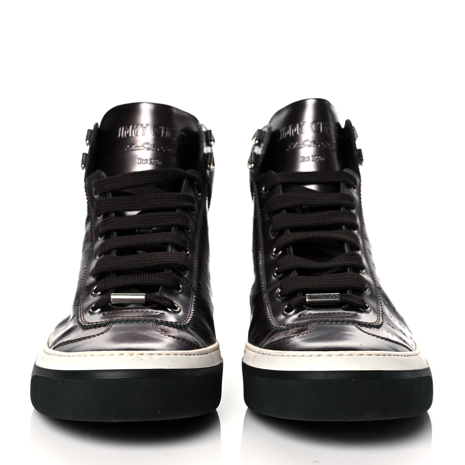 Jimmy Choo Metallic Calfskin Star Embossed Mens High Top Sneaker 42 Bronze 2 of 13