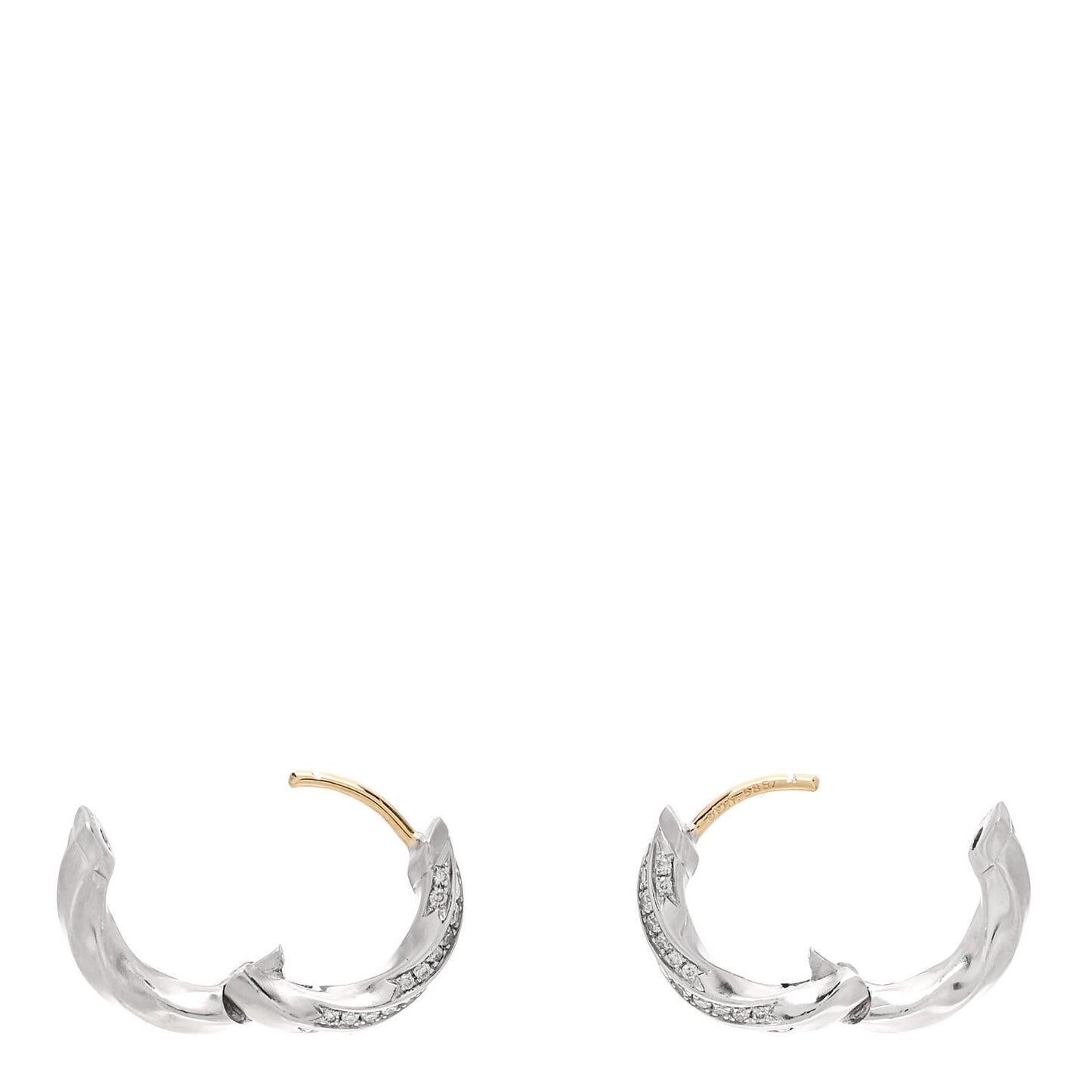Sterling Silver Diamond Cable Edge Huggie Hoop Earrings