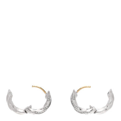 David Yurman Sterling Silver Diamond Cable Edge Huggie Hoop Earrings 3 of 4