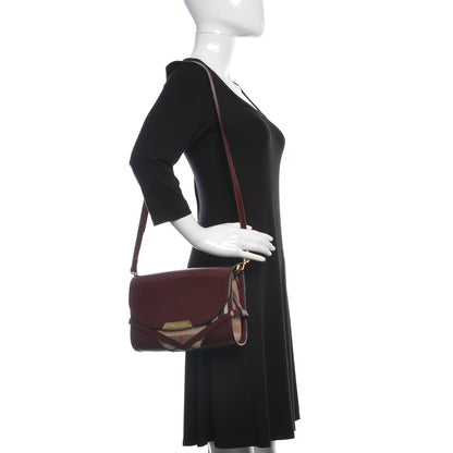 Burberry House Check Bridle Calfskin Small Abbott Crossbody Bag Red Claret 2 of 10