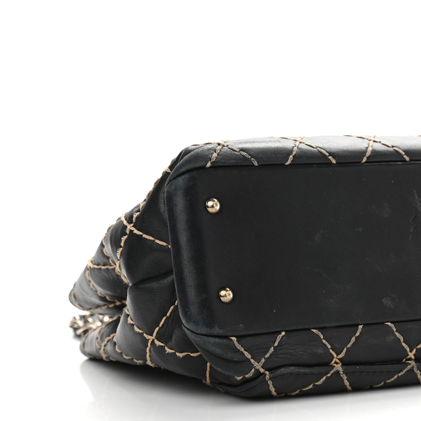 Calfskin Wild Stitch Shoulder Bag Black